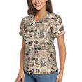 thumbnail image 5 of Yiaed Abstract Coffee Print Women's T Shirt V-Neck Short Sleeve Shirt Casual Breathable Tee Summer Tops-XX-Large, 5 of 5