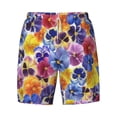 thumbnail image 4 of Lsque Mens Swim Trunks The Garden Tricolor Pansy Flower Pattern - Bathing Suit Compression Liner - Beach Swim Shorts Swimwear - (S-3XL) - Stretch Quick Dry -XX-Large, 4 of 9