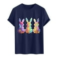 thumbnail image 4 of Plus Size Shirts for Men under $5 Short Sleeve Round Neck Easter Eggs Rabbit Print Shirt Navy S, 4 of 5