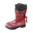 thumbnail image 3 of EINCcm Autumn And Winter New Woolen Yarn Snow Boots Back Strap Plus Size Boots Women Red,42, 3 of 4