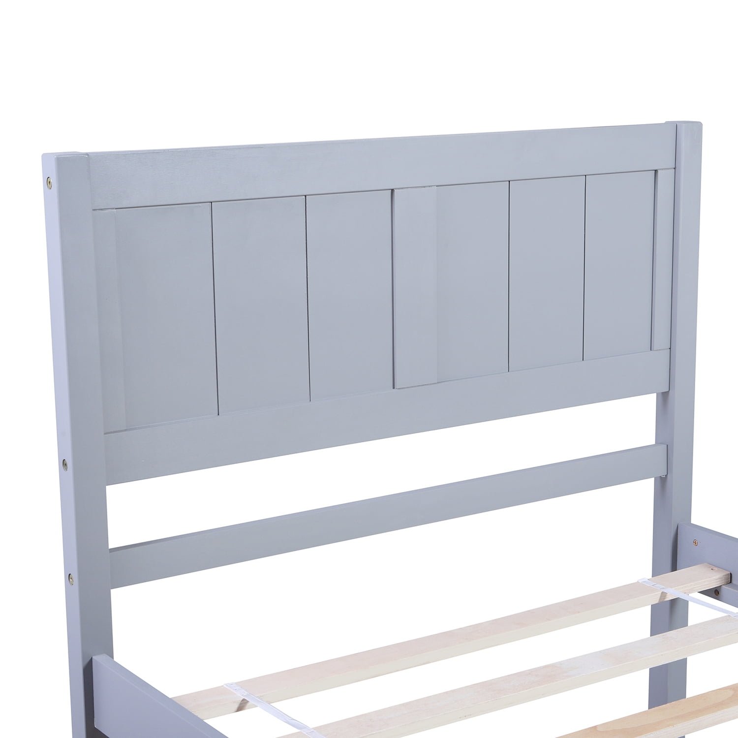 Kepooman Twin Size Solid Wood Platform Bed with Trundle & Headboard for Bedroom, 79.5"L x 41.7"W x 40.6"H, Gray Kepooman Twin Size Solid Wood Platform Bed with Trundle & Headboard for Bedroom, 79.5"L x 41.7"W x 40.6"H, Gray