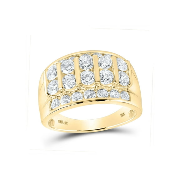 14kt Yellow Gold Mens Round Diamond Channel-set Band Ring 3 Cttw