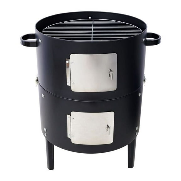 17 Inch Charcoal Smoker Grill, Steel BBQ Smoker for Outdoor Cooking, Black - 453 sq in, Adjustable Air Vent, Dual Access Doors