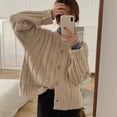 thumbnail image 2 of Rimocy - Cárdigan de cuello redondo de moda coreana para mujer, suéter de punto torcido de manga larga, abrigo para mujer, cárdigans elegantes de color liso para mujer, 2 of 6