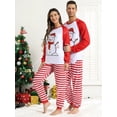 thumbnail image 3 of Pijama a juego de manga larga para hombre y mujer, conjunto de ropa de Navidad, traje de casa con rayas verdes y Rojas, 3 of 4