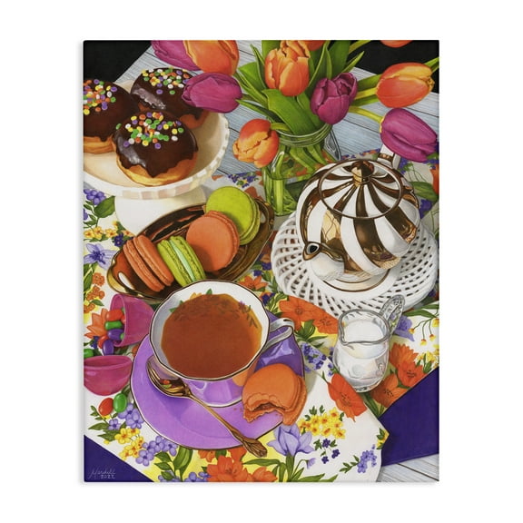 Stupell Industries Spring Tea Party Food & Beverage Painting Gallery Wrapped Canvas Art Print Wall Art, 16 x 20