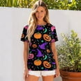 thumbnail image 4 of IYYVV Funny Graphic tees for women Pumpkin Ghost Halloween Costumes Crewneck Shirts Short Sleeve T-Shirts Multicolor M, 4 of 5