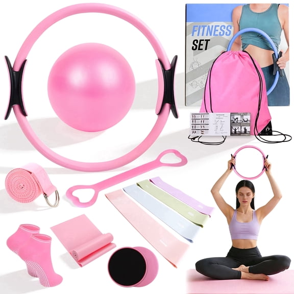 punada Pilates Kit, Pilates Essentials Kit for Women with 14" Pilates Ring and Ball, Pilates Equipment Set with Resistance Bands, Core Sliders, and Accessories for Starter Home Workout