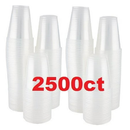 Case of 2,500 - 3 oz. Disposable Clear Plastic Cups, 100 Count Packages