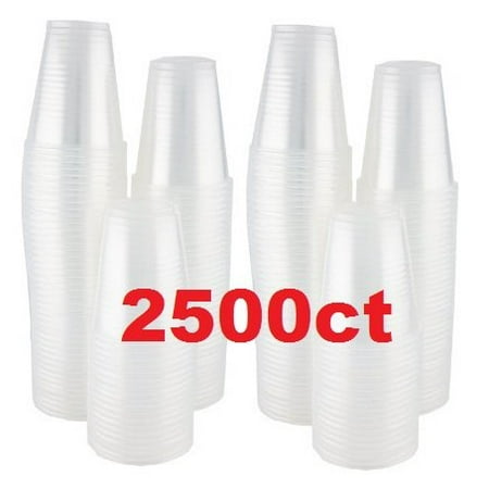 Clear Plastic Disposable - Case of 2,500 - 3 oz. Disposable Clear Plastic Cups, 100 Count Packages (25/100)