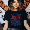 thumbnail image 3 of She Loves Jesus and America Too Shirt – Christian Patriotic Graphic Tee, Gold, Size 3XL, 3 of 6