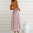 thumbnail image 5 of Sundresses for Women Casual Summer - Womens Spaghetti Strap Tulle Dress Sleeveless V Neck Backless High Waist Cocktail Party Midi Dresses with Belt, 5 of 7