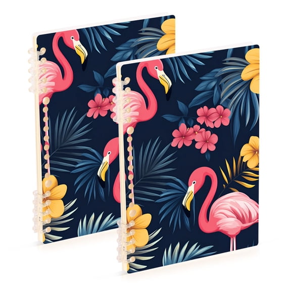 FORMRS 1-Subject Spiral Notebook 8" x 5" College Ruled 60 Refillable Sheet, Red Floral Flamingo
