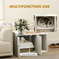 thumbnail image 4 of YKITRDA Cat Litter Box Enclosure Furniture with Scratching Mat, Hidden Litter Box Cabinet, Cat House & TV Stand for 32–43 Inch TVs, MDF, Distressed White, 4 of 11