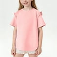 thumbnail image 4 of Posijego Girls T-Shirts Short Sleeve Ruffle Summer Blouses Soft Casual Loose School Uniform Tee Shirts 3-13 Years, 4 of 6