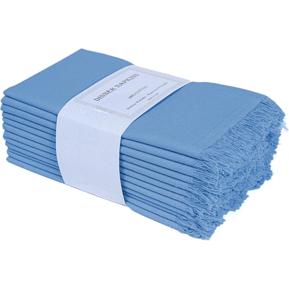 Bedding Craft Cotton Dinner Napkins Light Blue 18 x 18 in Set of 12