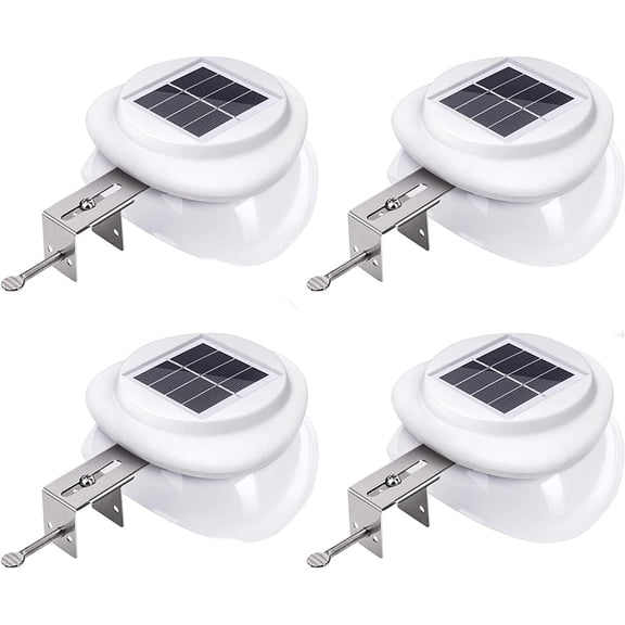 LINLIN 4pcs Solar Gutter Lights Outdoor Solar Light,Waterproof Solar Garden Lighting Outdoor Landscape Fence Lights for Wall Backyard Porch Patio Driveway Deck (Black 4pcs White Light)