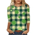 thumbnail image 2 of Meichang T-Shirts à Manches 3/4 pour Femmes Joyeuse Saint-Patrick Hauts Verts Trèfle Graphique T-Shirts Coupe Ample Col Rond Mignons T-Shirts Blouses Hauts Irlandais, 2 of 5
