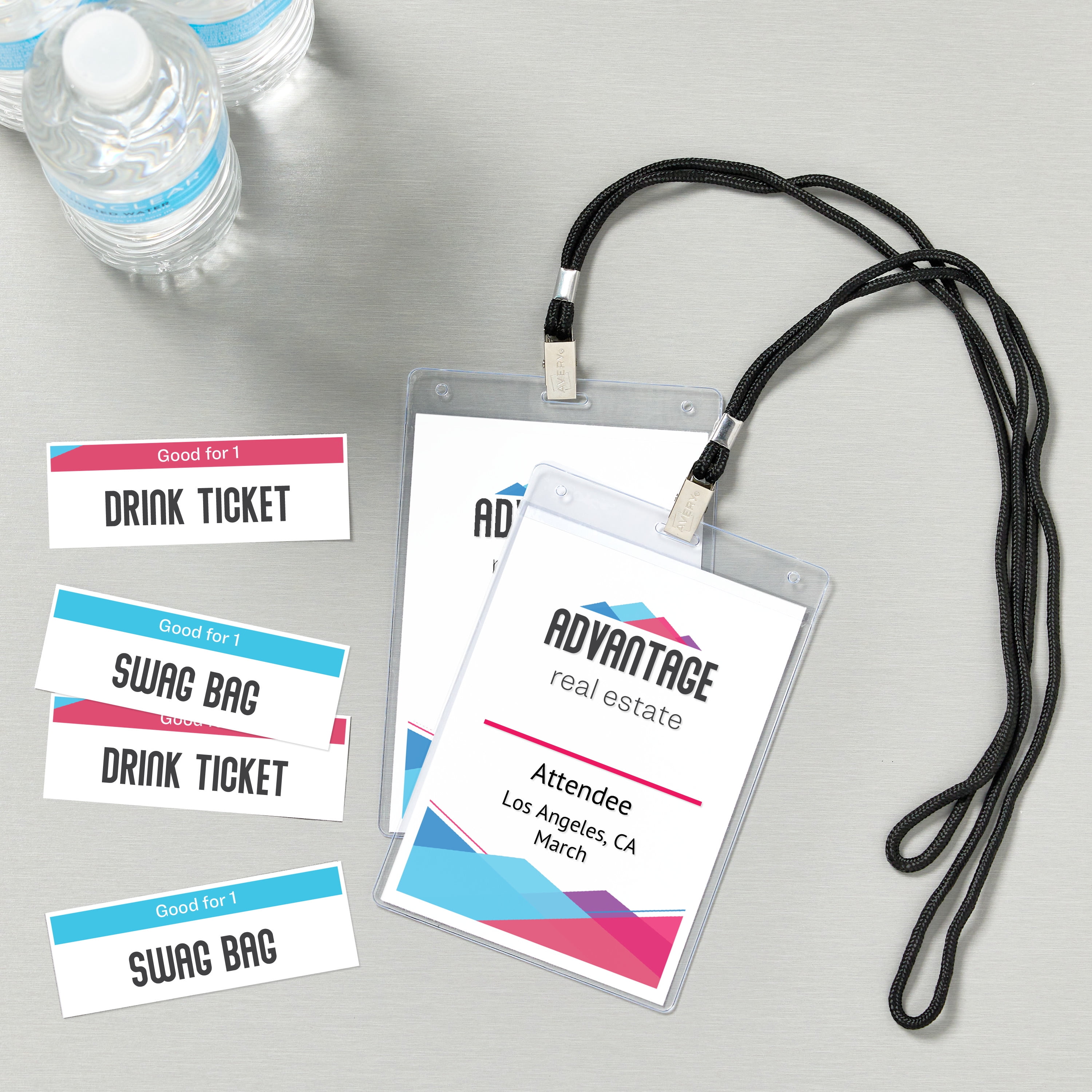 Avery Name Badges with Lanyards, 6" x 4.25", 25 Total (8520)