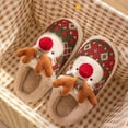 thumbnail image 3 of Christmas Slippers for Women and Men, Fluffy Animal Slipper with Reindeer for Adults, Winter Cartoon House Shoes with Memory Foam, Fuzzy Cute Retro Bedroom Aesthetic Slides, Plush, Cozy PVC Sole, 3 of 10
