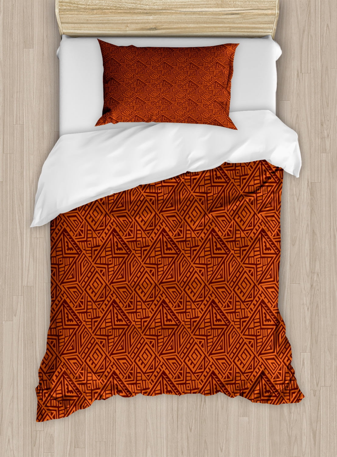 Aztec Twin Size Duvet Cover Set, Sacred Ethnic Exotic Tribal Culture