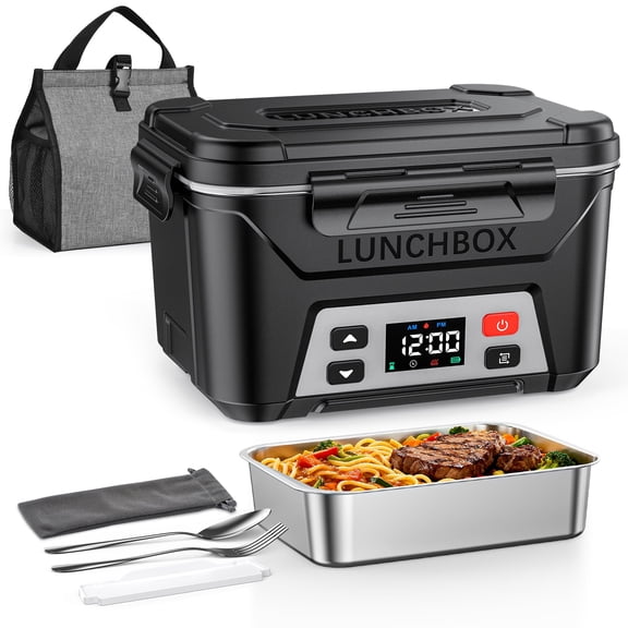 COLIKES Cordless Heated Lunch Box for Men 5.5 Cups, Electric Battery, Self Heating, Food Warmer, Portable Insulated Carry Bag for Car Adults, Black
