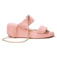 thumbnail image 4 of Cecelia New York BALEVES Blush Leather Wedge Platform Gold Chain Anklet Sandals, 4 of 5