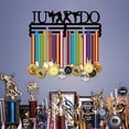 thumbnail image 2 of Soporte para medallas deportivas, colgador personalizado de metal negro para medallas, ideal para colgar en la pared. Regalo perfecto para atletas., 2 of 9