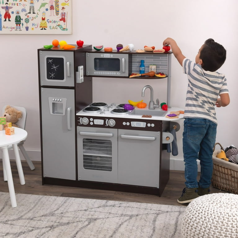 Kidkraft Uptown Espresso Kitchen with 30 Piece Play Food