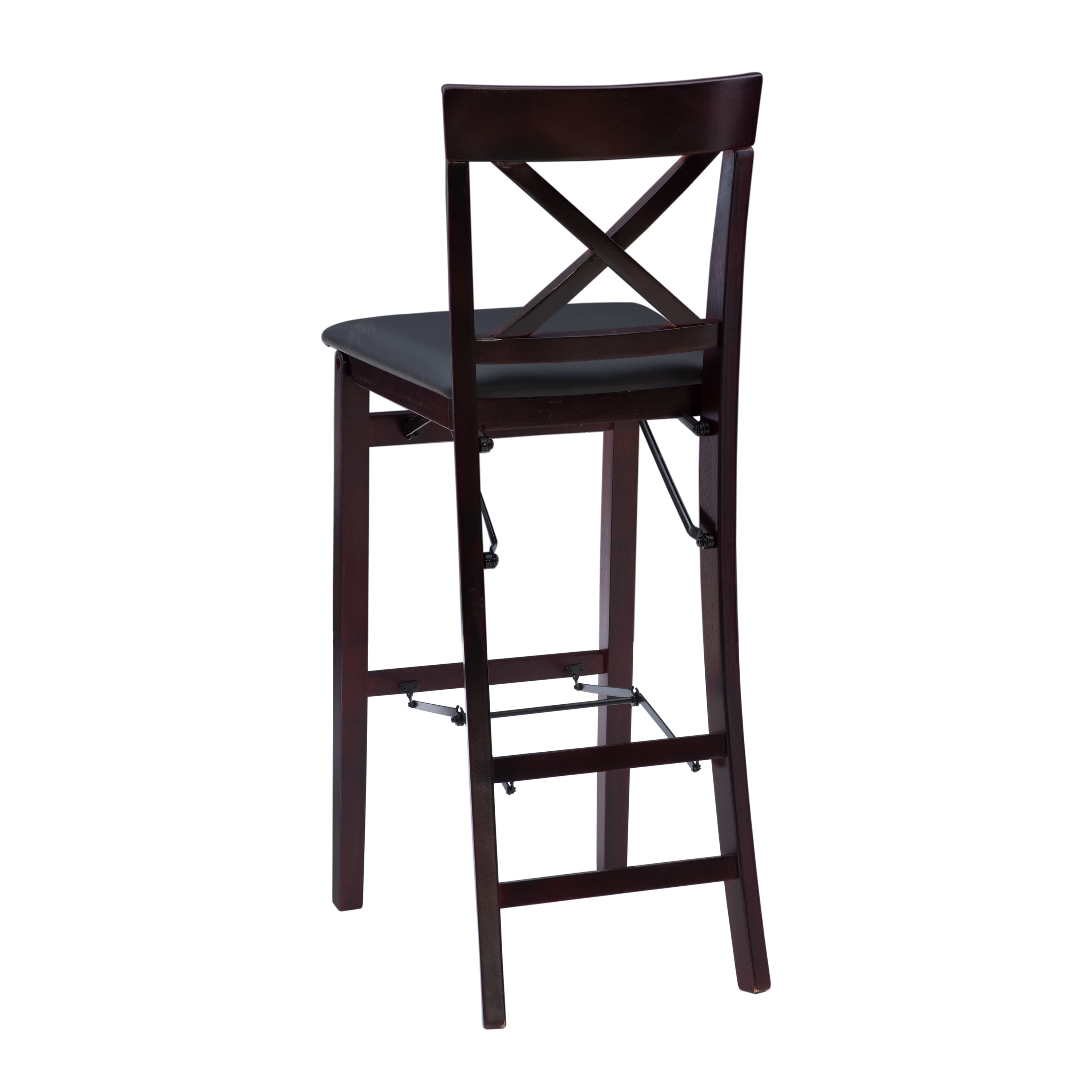 Linon Triena 24" Mid Back Indoor Upholstered Folding Bar Stool, Merlot/Dark Brown Faux Leather