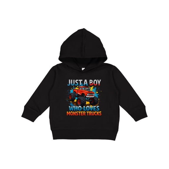 Inktastic Just a Boy Who Loves Monster Trucks Toddler Hoodie