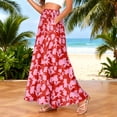 thumbnail image 2 of LWavelet Women Floral Print Maxi Skirt Elastic Waist With Pockets Boho Summer Long Skirt Watermelon Red L, 2 of 5