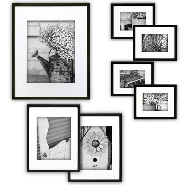 Gallery Perfect 7 Piece Black Photo Frame Wall Gallery Kit with