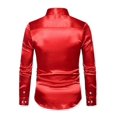 thumbnail image 3 of 2XL Camisas casuales de color sólido para hombres Camisas de manga larga con solapa brillante a la moda para hombres, 3 of 4