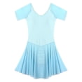 thumbnail image 4 of Oyolan Justaucorps de Ballet pour Femmes, Robe de Danse à Manches Courtes, Justaucorps de Gymnastique, Bleu Clair G, 4 of 6