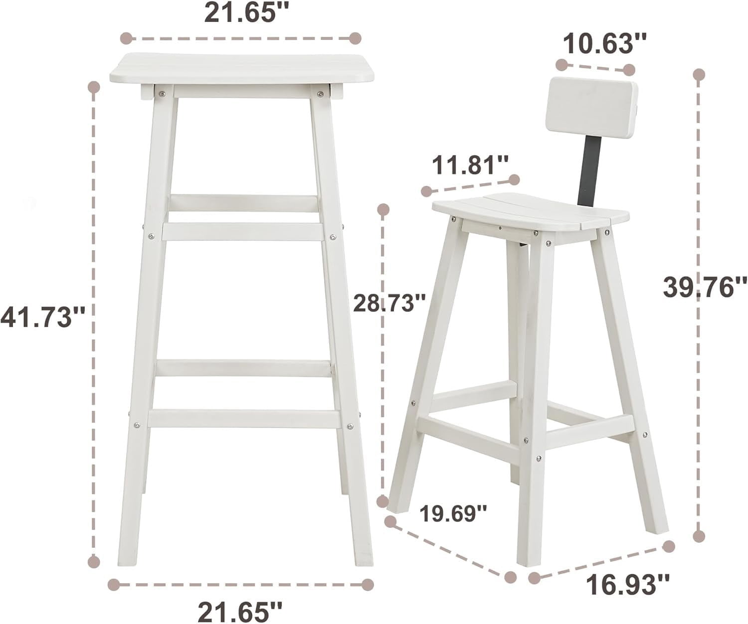 Outdoor Bar Table, HDPE Patio Bar Height Table, All Weather Bistro Pub Table for Deck Porch Backyard Garden, White