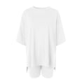 thumbnail image 4 of Short Sets Women 2 Piece Outfits Oversized T-Shirts Pocketed Cotton Shorts Matching Sets Sleepwear For Women, 4 of 8