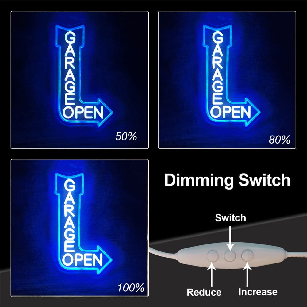 Garage Open Arrow Neon Sign,Car Signs neon Light for Man Cave Auto Repair Shop Workshop Birthday Father Gift Decor