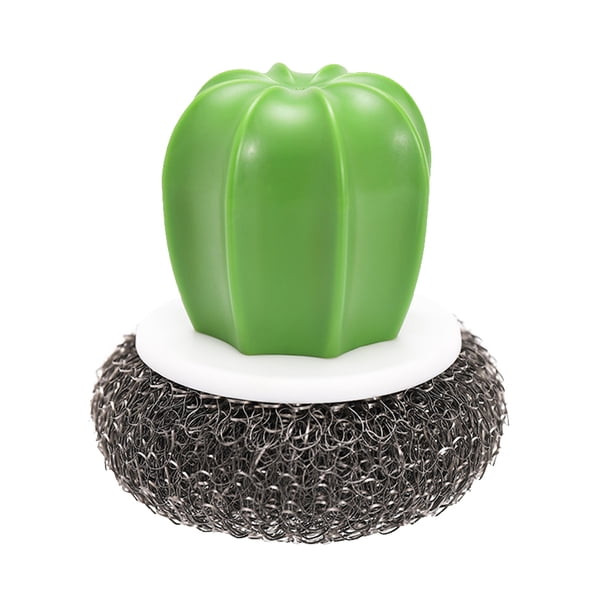 Creativo Cactus en forma de cocina removedor de manchas plato tazón limpieza bolas cepillos con mango negro