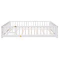 thumbnail image 2 of Full Size Floor Bed Frame, Solid Wood Platform Bed with Fence Railings and Door, Montessori Floor Bed Frame with Support Slats for Kids, Boys, Girls, No Box Spring Needed, White, 2 of 7