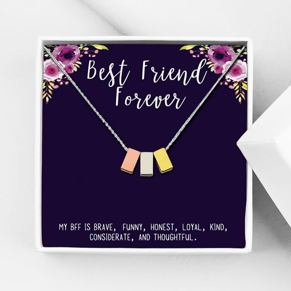 Anavia Best Friend Necklace, Friendship Jewelry, Best Friend Gifts, Gift for Friend, Birthday Gift, Christmas Gift for Her, Multicolor 3 Cubes Pendant Necklace with Wish Card