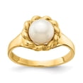 thumbnail image 1 of Solid 14k Yellow Gold 6-7mm White Button Freshwater Cultured Pearl Ring Band Size 8.5, 1 of 6
