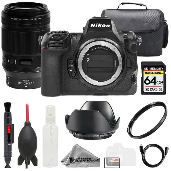 Nikon Z8   Z MC 105mm f/2.8 VR S Macro Lens  64GB   Bag  UV Filter- Basic Kit (International Version)