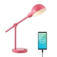 thumbnail image 2 of JONATHAN Y Curtis 20.25" Vintage Industrial Iron Adjustable Dome Shade LED Task Lamp with USB Charging Port, Pink, JYL7123D, 2 of 6