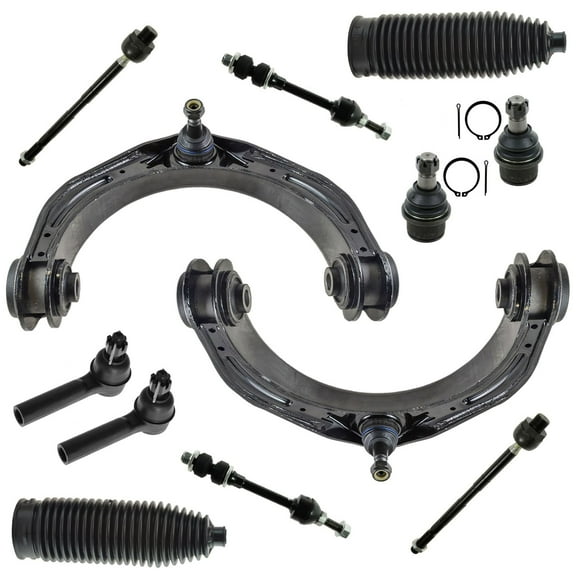 TRQ 12 Piece Kit Control Arm Ball Joint Tie Rod Sway Bar Link Rack Boot for Ram PSA59666