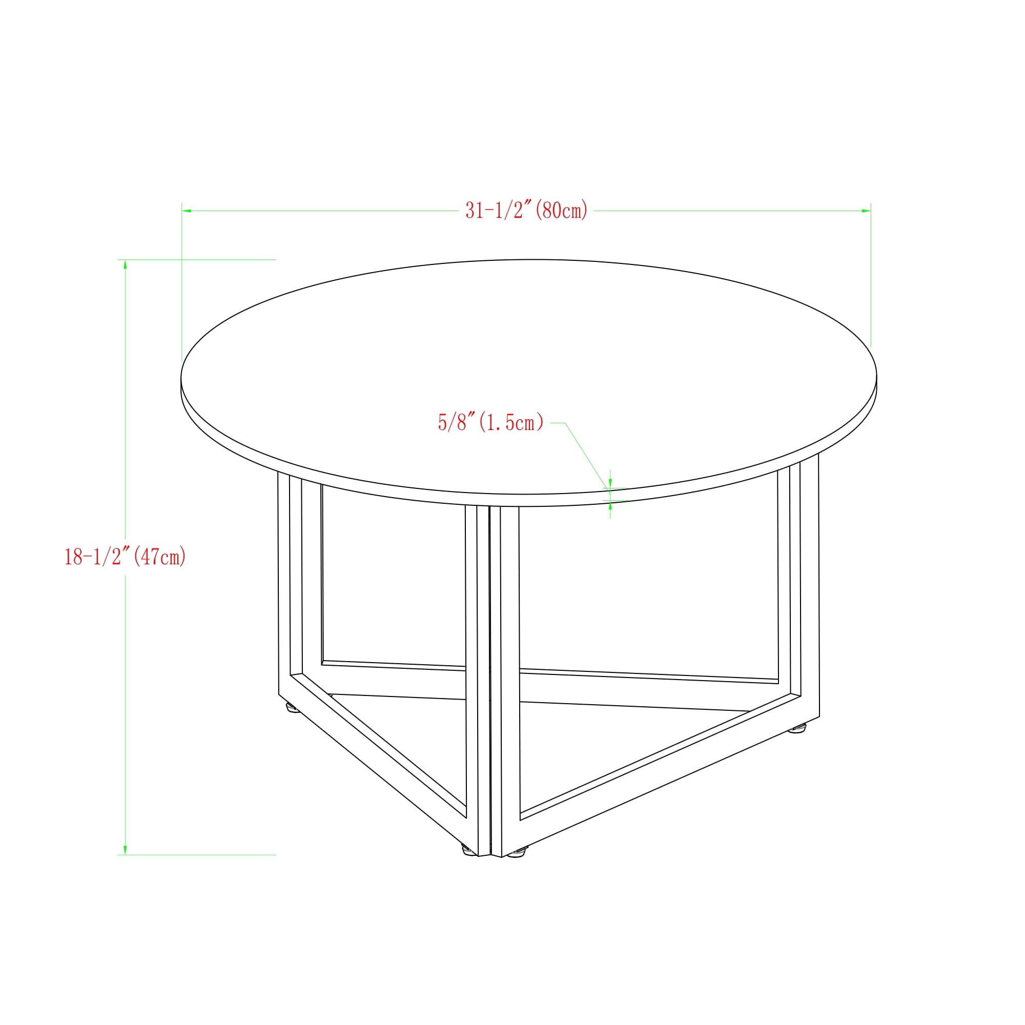 Manor Park Modern Round Coffee Table, Dark Concrete