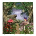 thumbnail image 3 of Ambesonne Mushroom Shower Curtain, Butterflies, 69"Wx70"L, Tan Green Red, 3 of 5