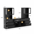 thumbnail image 2 of RichYa 4Pcs Kitchen Pantry Storage Cabinet Set,Modular Furniture Cabinets with Drawers,Hutch Buffet Cabinet with Display Glass Doors & Countertop for Dining Room,Black, 2 of 9