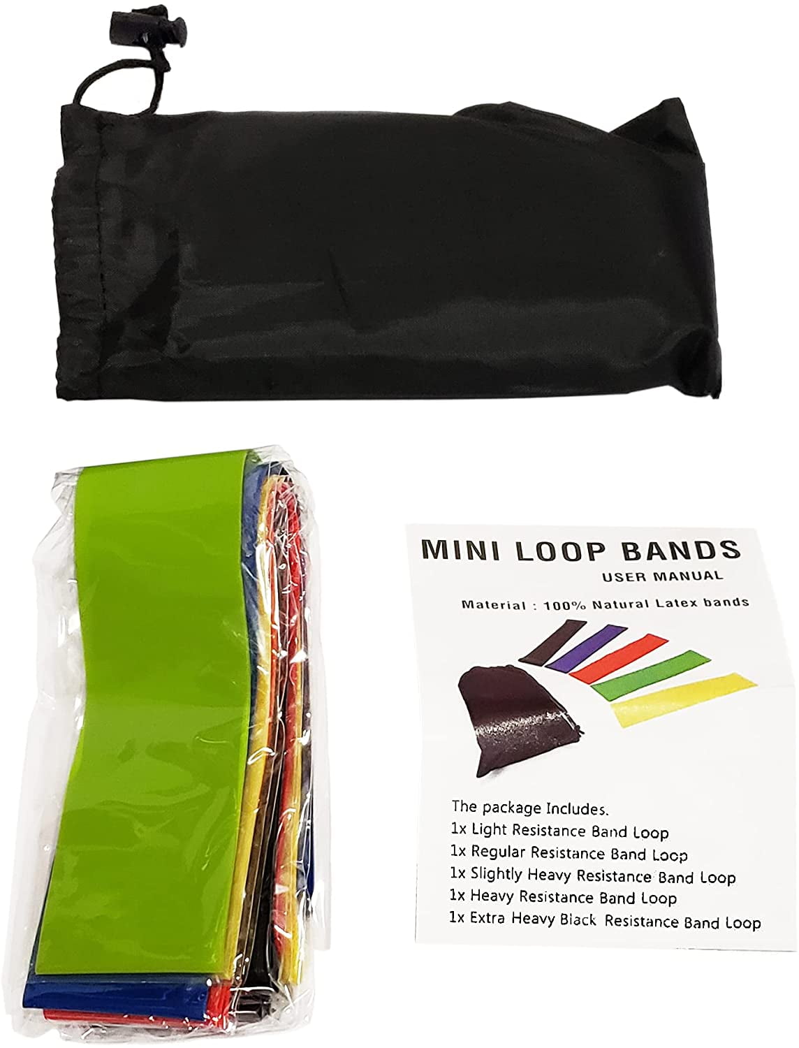 Resistance Band Set Natural Latex Set of 5 Bands Increasing The