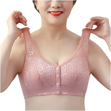 Mrasaso On-trend Low Spend Women Underwear Women s Comfortable Casual Steel Ring Tank Top Thin Lace Plus Size BraPink 3XL